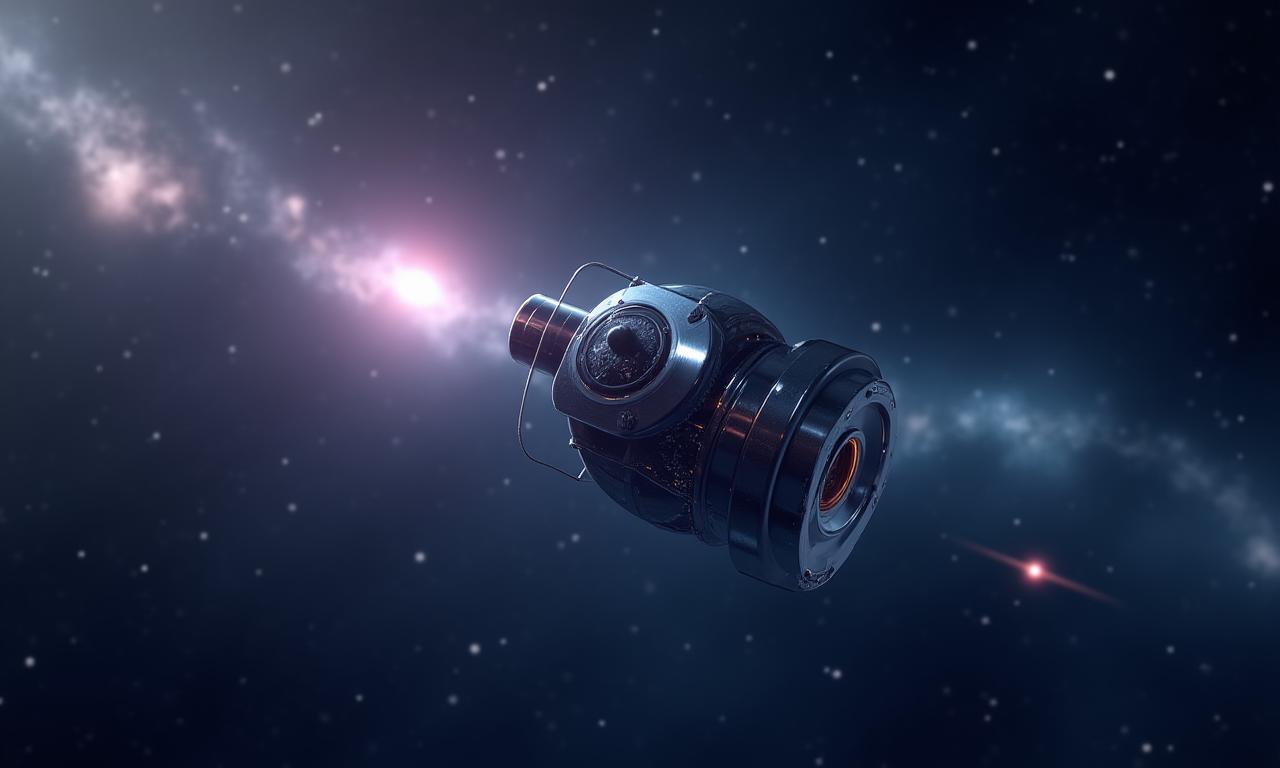 Vue spatiale simulant un composant satellite